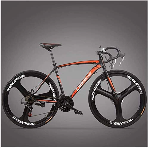 Road Bike : miwaimao Road Bike, Adult High-carbon Steel Frame Ultra-Light Bicycle, Carbon Fiber Fork Endurance Road Bicycle, City Utility Bike, 3 Spoke Black, 21 Speed, 3 Spoke Red, 21 Speed