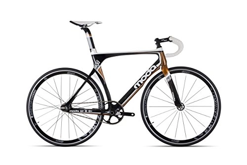 Road Bike : Moda Unisex Fuga Carbon Track Bike, Carbon Black / White, 57 cm