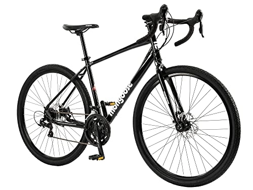 Road Bike : Mongoose Define Adult Gravel Bike, 700c Tyres, 14 Speeds, Disc Brakes, 48 Centimeter Lightweight Alloy Frame, Black
