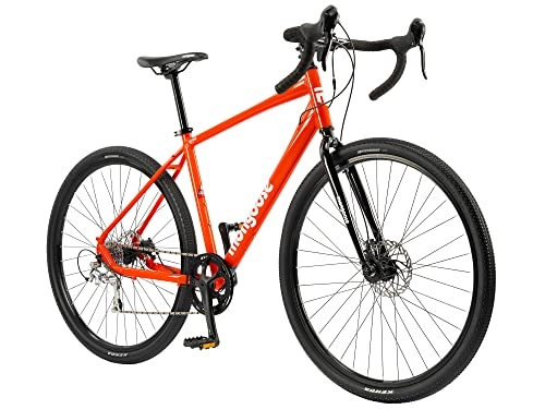 Road Bike : Mongoose Define PRO Adult Gravel Bike, 700c Tyres, 10 Speeds, Disc Brakes, 48 Centimeter Lightweight Alloy Frame, Red