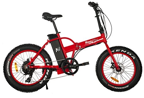 Road Bike : MoovWay Fatbike Folding All-Terrain Electric Bike - Red