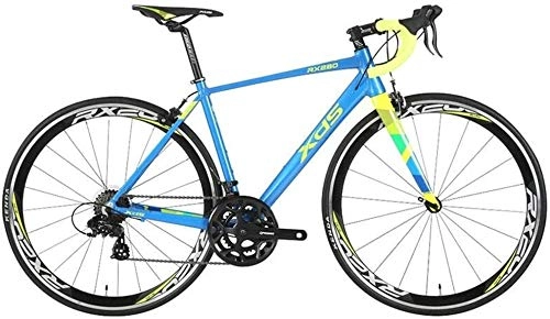 Road Bike : MOSHANG 14-speed road bike, men and women lightweight aluminum racing bikes, adult bikes city commuter, non-slip bicycle (Color : Blue, Size : 480MM)