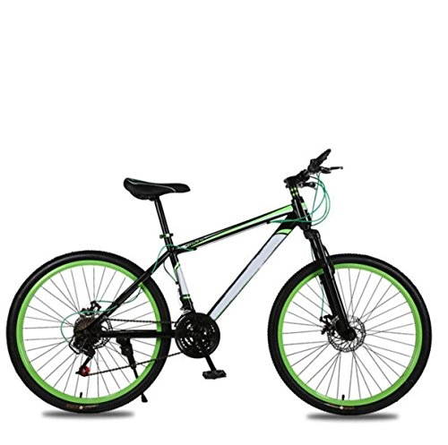 Road Bike : Mountain Bike Adult 26 Inch 21 Speed Shock Dual Disc Brakes Student Bicycle Assault Bike Luxury Folding Car, Green-26in