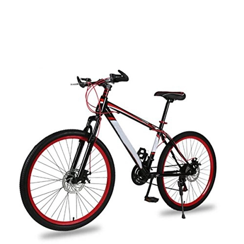 Road Bike : Mountain Bike Adult 26 Inch 21 Speed Shock Dual Disc Brakes Student Bicycle Assault Bike Luxury Folding Car, Red-26in