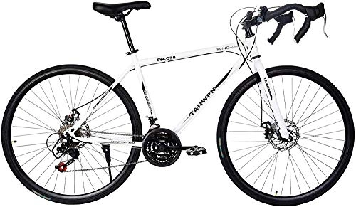 Road Bike : Mountain Bike Lightweight Aluminum Full Suspension Road Bikes Dual Disc Brake 21 Speed Bicycle Lightweight and Durable 700C