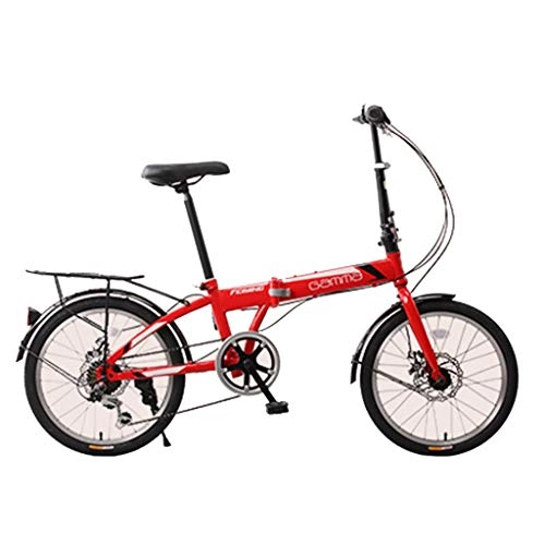 Road Bike : Mountain Bikes Bicycle bicycle variable speed bicycle folding car shock absorption men and women on their own side 7 speed shift (Color : Red, Size : 153 * 55 * 54cm)