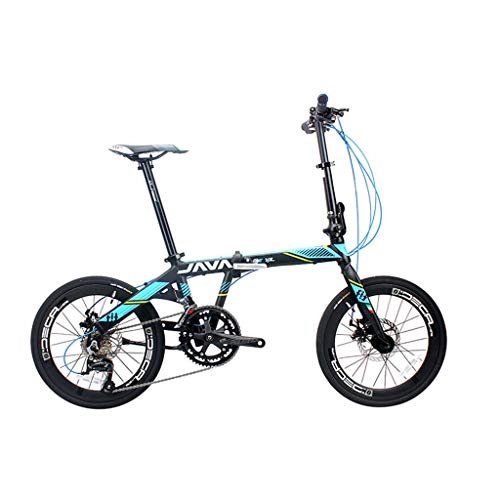 Road Bike : Mountain Bikes Bicycle shock absorber bicycle folding bike road bike variable speed bicycle single bicycle 20 inch 18 shift (Color : Blue, Size : 145 * 60 * 110cm)