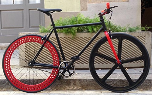Road Bike : Mowheel Bike Single Speed fix- 5Light Black-Red. t54cm
