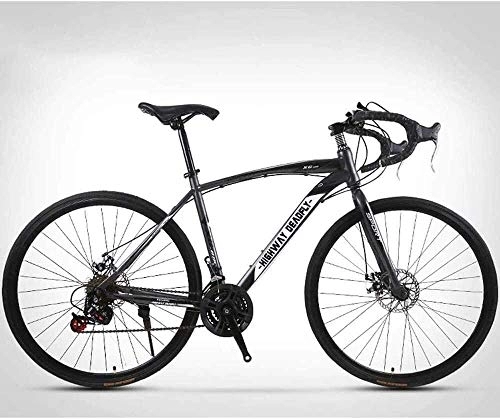Road Bike : MU 26-Inch Road Bicycle, 24-Speed Bikes, Double Disc Brake, High Carbon Steel Frame, Road Bicycle Racing, Grey