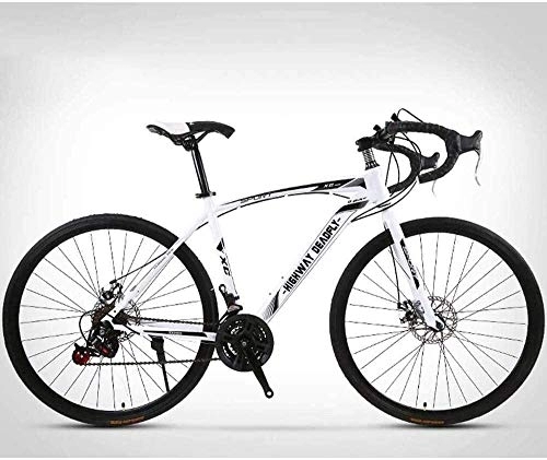 Road Bike : MU 26-Inch Road Bicycle, 24-Speed Bikes, Double Disc Brake, High Carbon Steel Frame, Road Bicycle Racing, White