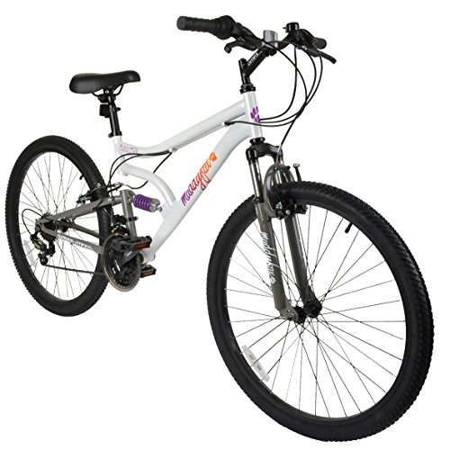 Road Bike : Muddyfox 26" Ladies Dual Suspension 18 Speed Mountain Bike in White with 16" Frame