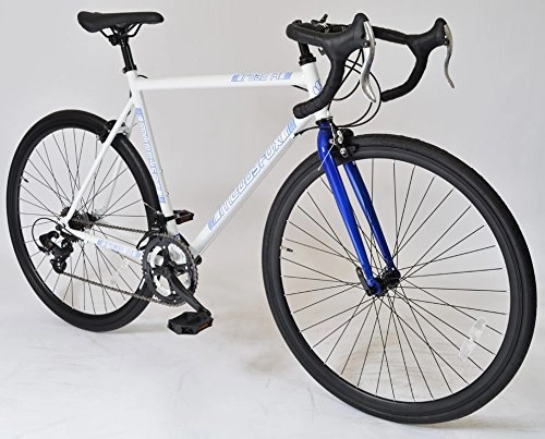 Road Bike : MUDDYFOX 700c Road BIKE - Roadster Bicycle in WHITE & BLUE (14 Shimano Gears)