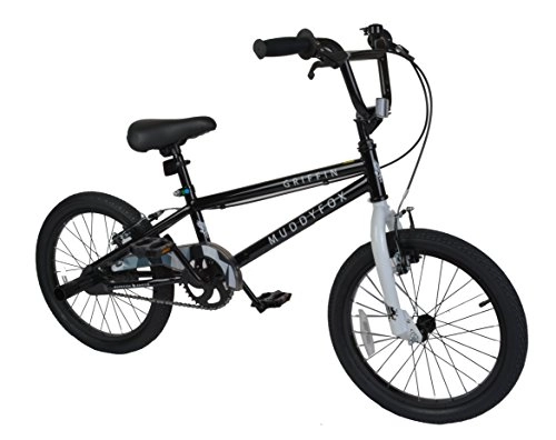 Road Bike : Muddyfox Griffin 18" BMX Bike with Stunt Pegs in Black and White - Boys - Brand New Model - Online Exclusive