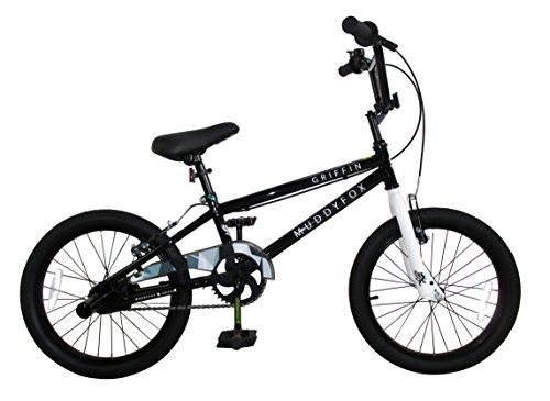 Road Bike : Muddyfox Griffin 18" BMX Bike with Stunt Pegs in Black and White - Boys - New Model - Online Exclusive!