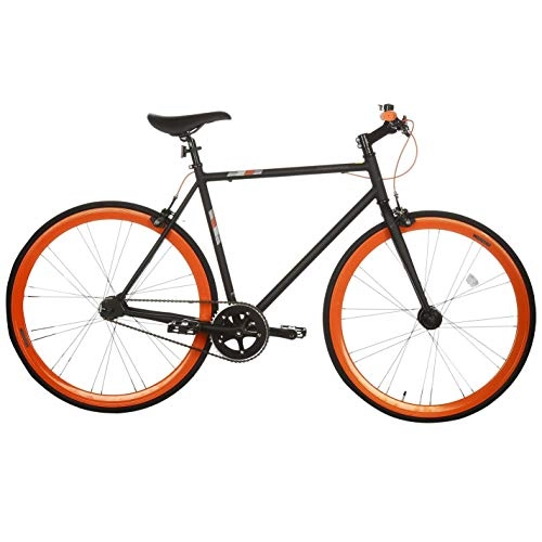 Road Bike : Muddyfox Mens Fixie Race Bike Black Orange 700Wh / 54Fr