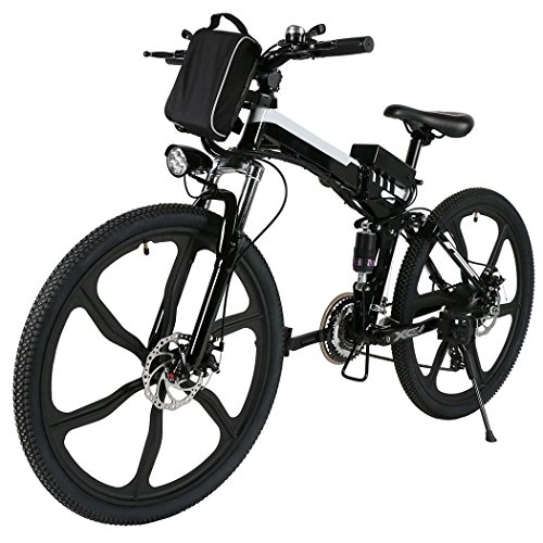 Road Bike : Murieo Electric Bicycle E-Bike Mountain Bike Folding Bike 26inch Folding E-Bike with 250W High Speed Brushless Motor and 36V Lithium Battery (Black)