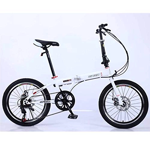 Road Bike : MUYU Foldable 7-speed Variable Speed Bicycle Unisex Bicycle Double Disc Brake Carbon Steel Frame, White, 24inches