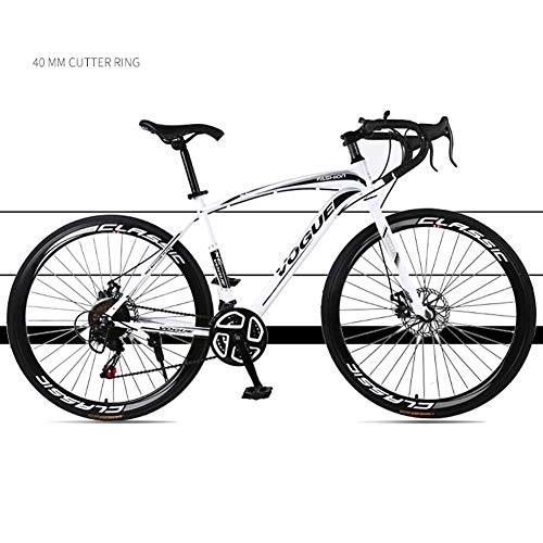 Road Bike : MXYPF Road Bike, 26-Inch Racing Bike Carbon Steel Frame 40mm Wheels 24-Speed Transmission Dual Disc Brakes Suitable For Adults 165-185cm Tall