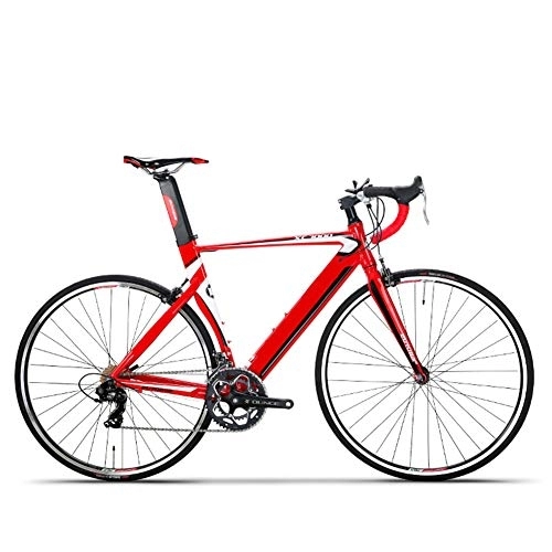 Road Bike : MYRCLMY Bicycle Road Bike 54CM Light Aluminum Frame 14 Speed 700C Road Bicycle Vintage Circle Aluminum Alloy Material, Bead Anti-Skid Pedals, Red