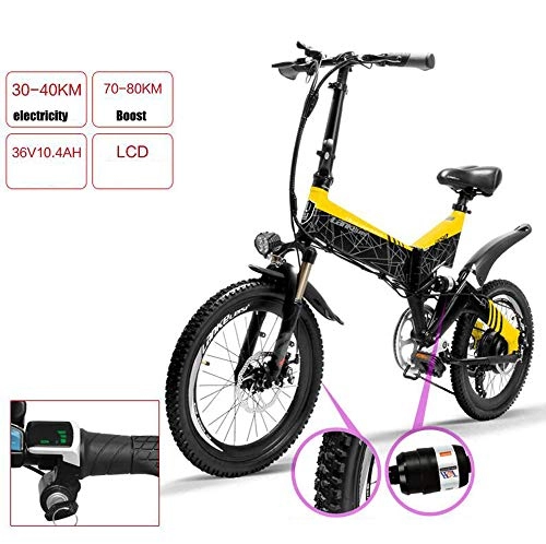 Road Bike : MYYDD Electric Bike 48V 400W Mountain Ebike 7 Speeds 20 inch Fat Tire Road Bicycle Snow Bike Pedals with Display and LED Indicator Light, A, 36V40km