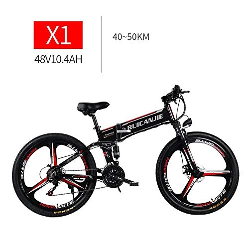 Road Bike : MYYDD Folding Electric Bicycle Mens Mountain Ebike 26 inch Fat Tire Road Bicycle Snow Bike Pedals with Mechanical Brakes (Removable Lithium Battery), A
