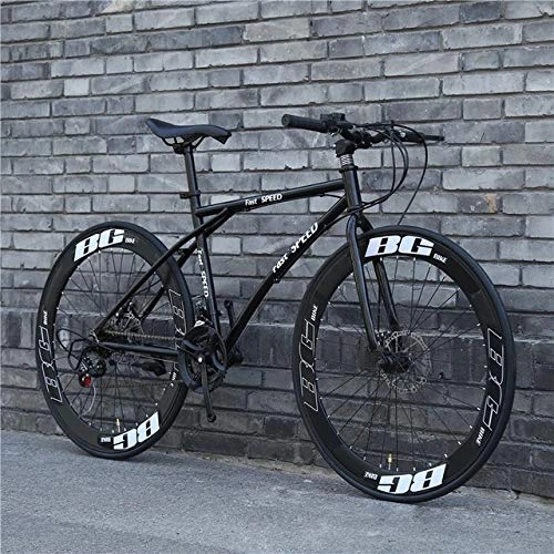 Road Bike : N\A ZGGYA Adult Hybrid Bike, Wheeled Dual-disc Bicycle, 24-speed 26-inch Bicycle, High-carbon Steel Frame, Mens Bike, Womens Bike