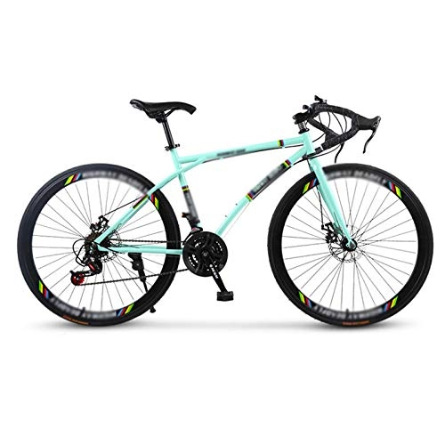 Road Bike : N\A ZGGYA Mountain Bike, Double Disc Brakes, High-carbon Steel Frame, Road Bike Racing, 24-speed 26-inch Bicycle, Male Female Adult Bike, Bike Adult Hybrid