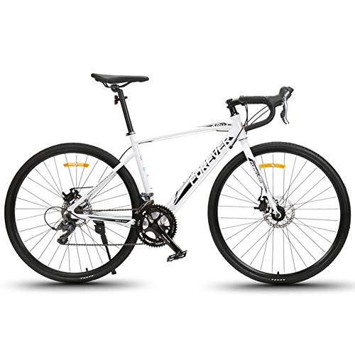 Road Bike : NENGGE 16 Speed Road Bike, Lightweight Aluminium Road Bike, Oil Disc Brake System, Adult Men City Commuter Bicycle, Perfect for Road Or Dirt Trail Touring, White