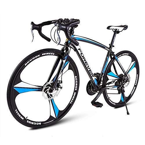 Road Bike : NENGGE 26 Inch Road Bicycle, Adult Men 27 Speed Mechanical Disc Brakes Road Bike, High-carbon Steel Frame Racing Bicycle, Perfect For Road Or Dirt Trail Touring, Black Blue