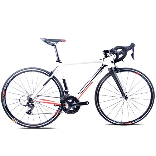 Road Bike : NENGGE Adult Road Bike, Professional 18-Speed Racing Bicycle, Ultra-Light Aluminium Frame Double V Brake Racing Bicycle, Perfect for Road Or Dirt Trail Touring, White, TA30