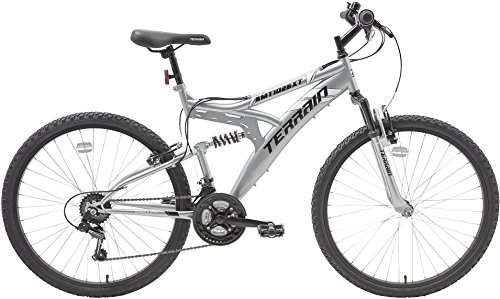 Road Bike : NEW Terrain Full Suspension 26" Wheel 19" Frame Unisex Mountian Bike - Chrome
