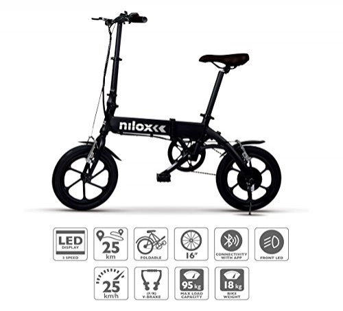 Road Bike : Nilox E Bike X2 Plus, Electric Bike, Black, One Size