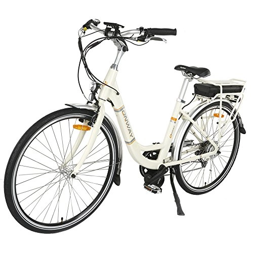 Road Bike : onWay Women's Up to 25km / h, Pedelec, Electric Bike City Bike 6-speed Shimano, farbe White, Central Motor