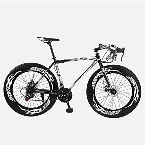 Road Bike : PARTAS Travel Convenience Commute - Road Bicycle, 26 Inches 27-Speed Bikes, Double Disc Brake, High Carbon Steel Frame, Road Bicycle Racing, Suitable for Advanced Riders and Beginners (Color : White)