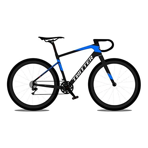 Road Bike : peipei 700C Carbon Gravel Road Bike Bicycle 22s Disc Brake Thru Axle 12x142mm 40c Tire AM Cross Country Cycling Off-Road-RS 22S Black Blue_45cm(160cm-170cm)_22