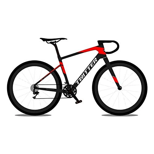 Road Bike : peipei 700C Carbon Gravel Road Bike Bicycle 22s Disc Brake Thru Axle 12x142mm 40c Tire AM Cross Country Cycling Off-Road-RS 22S Black Red_45cm(160cm-170cm)_22
