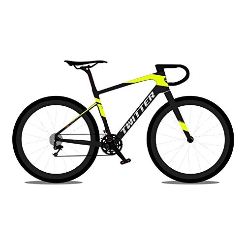 Road Bike : peipei Carbon fiber road bike 700c bicycle competitor 22s disc brake through axle F12*100mm R12*142mm 40c tire off-road cross country bike-Shame Rival22S BlkYlw_45cm (160cm-170cm)_twenty two