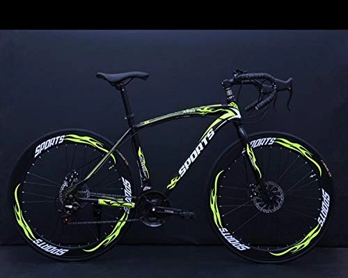 Road Bike : PengYuCheng Speed bicycle 21 speed men and women bicycle alloy knife ring. 40 ring road racing bicycle double disc brakes adult speed student car q4