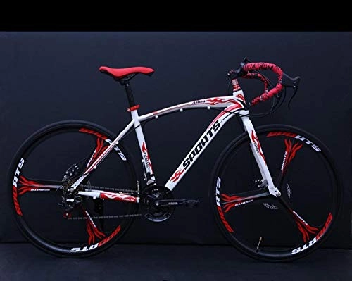 Road Bike : PengYuCheng Speed bicycle 21 speed men and women bicycle alloy knife ring. 40 ring road racing bicycle double disc brakes adult speed student car q8