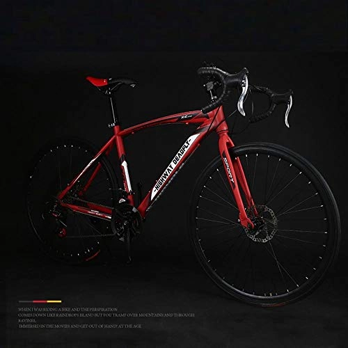 Road Bike : PengYuCheng Variable speed dead fly bicycle bends solid tires live flying bicycle disc brakes road racing men and women learn to generate annual bicycle q7