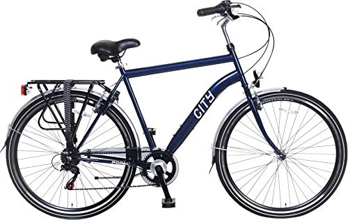 Road Bike : POPAL City 6 Speed 28 Inch 49 cm Men 6SP Rim Brakes Blue