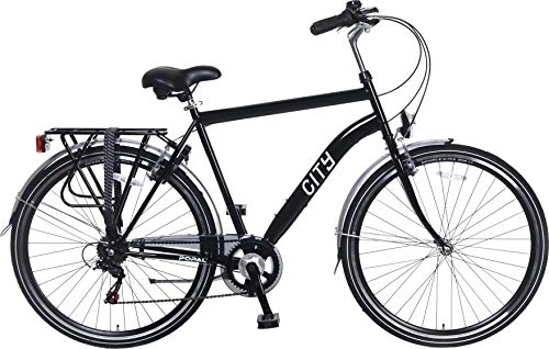 Road Bike : POPAL City 6 Speed 28 Inch 57 cm Men 6SP Rim Brakes Black