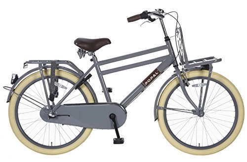 Road Bike : POPAL Urban Basic+ 24 Inch 42 cm Boys 3SP Coaster Brake Grey