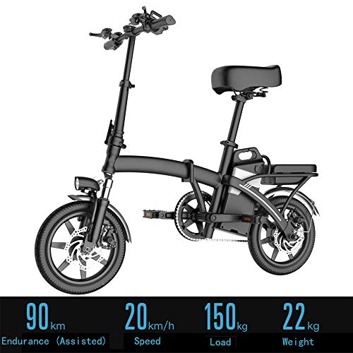 Road Bike : Portable Folding Electric Bike, New E-Bike Disc Brake, with USB Charge, 48V 250W Silent Motor, Short Charge Lithium-Ion Battery(Black)