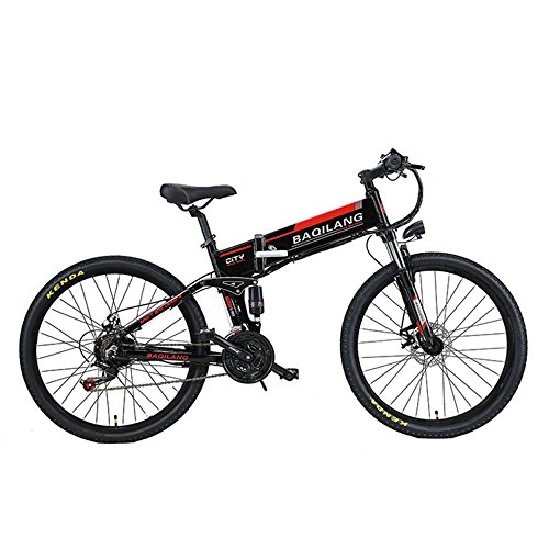 Road Bike : POTHUNTER Electric Folding Mountain Bike Mens Bicycle M-80 48V10Ah Lithium-ion Battery 7 Levels PAS Speed High Function Speedometer 50-60 Cycling Range Dual Susepension, B-48V-10ah