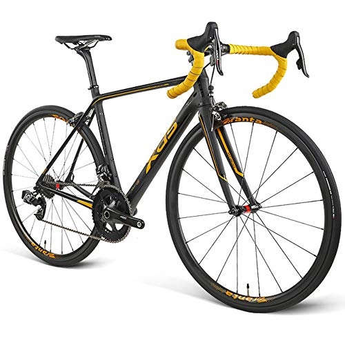 Road Bike : POTHUNTER RT800 Road Bike Ultra Light Carbon Fiber Road Competition Special Bicycle Racing 22 Speed Wireless Electronic Shifting, Gold-700C*25C