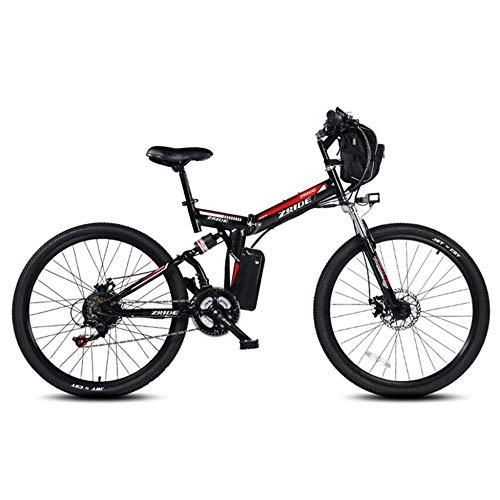 Road Bike : POTHUNTER ZXD007 Electric Bike Folding Electric Bicycle With Removable Lithium 240W Adult E-Bike, Black-24Inches