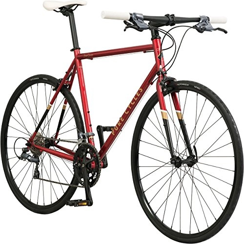 Road Bike : Pure Cycles Classic 16-Speed Flatbar Road Bike, 56cm / Large, Wolf Red