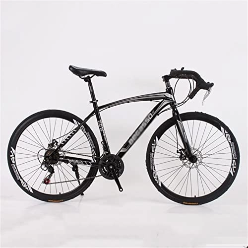 Road Bike : QCLU Mountain Bike, Outdoor Cycling, 26 inch Road Bike, Adult Bicycles, Full Suspension Aluminum Road Bike with 21- speed 700c Disc Brake (Color : Black)