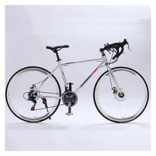 Road Bike : QILIYING Cruiser Bike 700C Aluminum road bike 21 27 30 speed bend double disc brakes sports bike student bicycle bicycles for adults (Color : Silver, Number of speeds : 21)